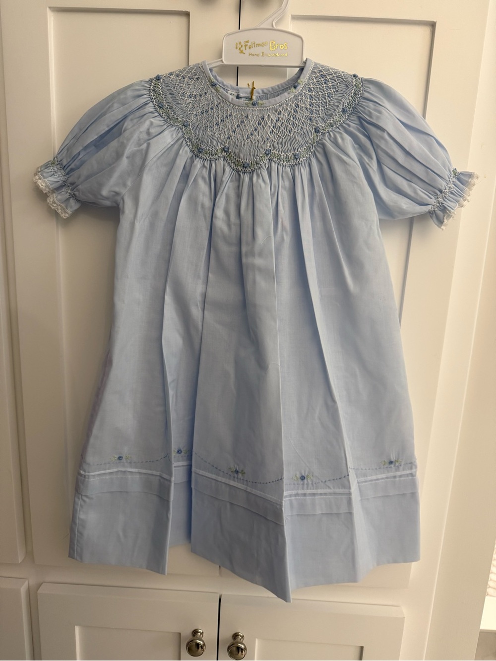 Feltman Brothers Rosette Bishop Dress Classic Light Blue Smocked- size 2T